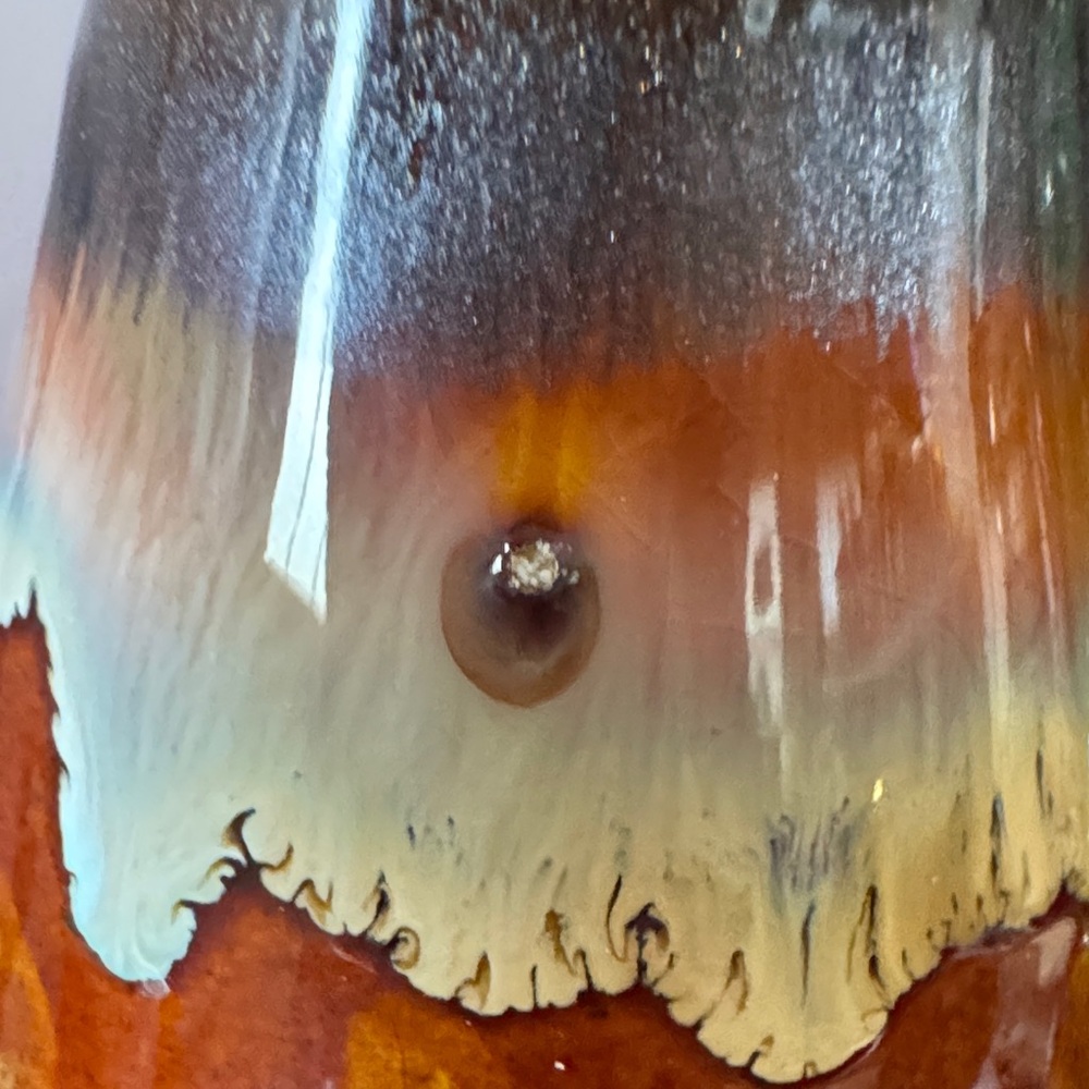 Art pottery vase with brown drip glaze - Picture 7 of 7
